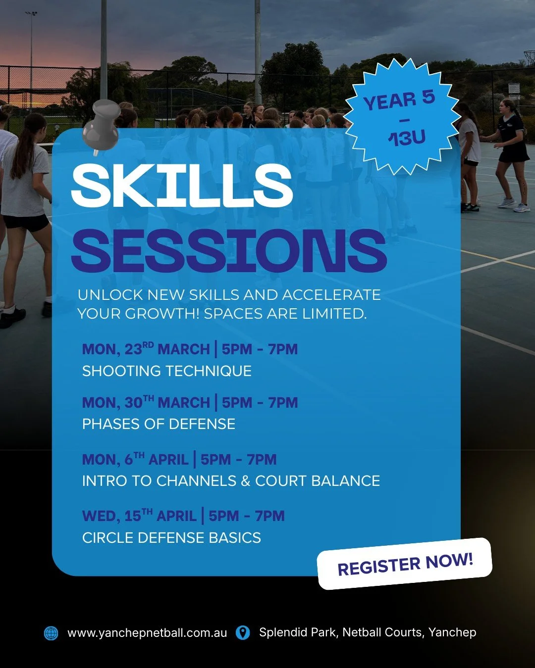 💙 SKILLS SESSIONS ARE BACK! 💙

As we count down to the Winter season, we&rsquo;re excited to launch our Year 5 &ndash; 13U Skills Development Sessions at Splendid Park!
These sessions are designed to help players build confidence, strengthen fundam