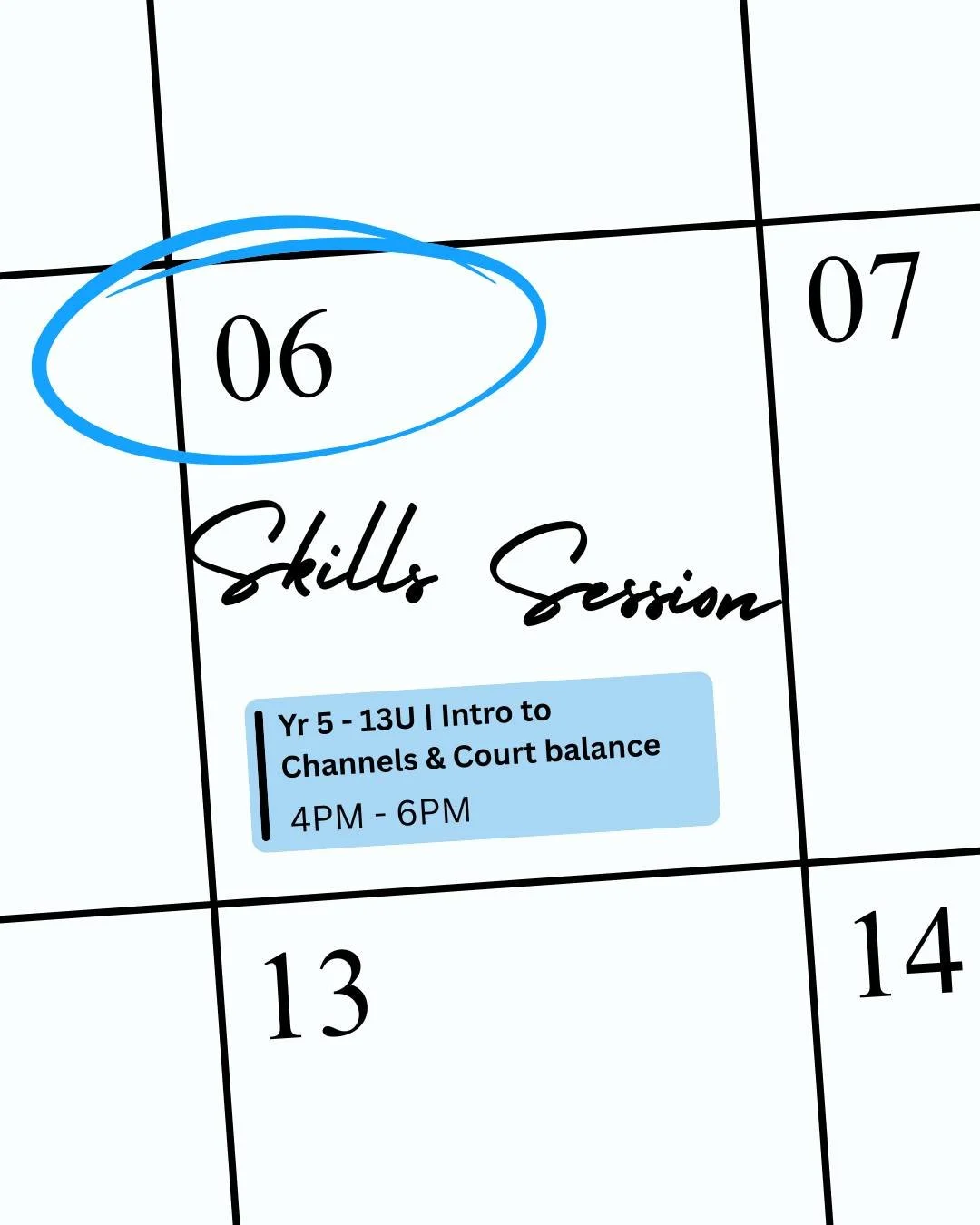 🚨REMINDER 🚨

Skills Session is on TODAY!💙🏐
🕔 4PM &ndash; 6PM
📍 Splendid Park Netball Courts
Tonight&rsquo;s focus: Channels &amp; Court balance

Come ready to learn, improve and have fun with your teammates as we build into the Winter season 💪