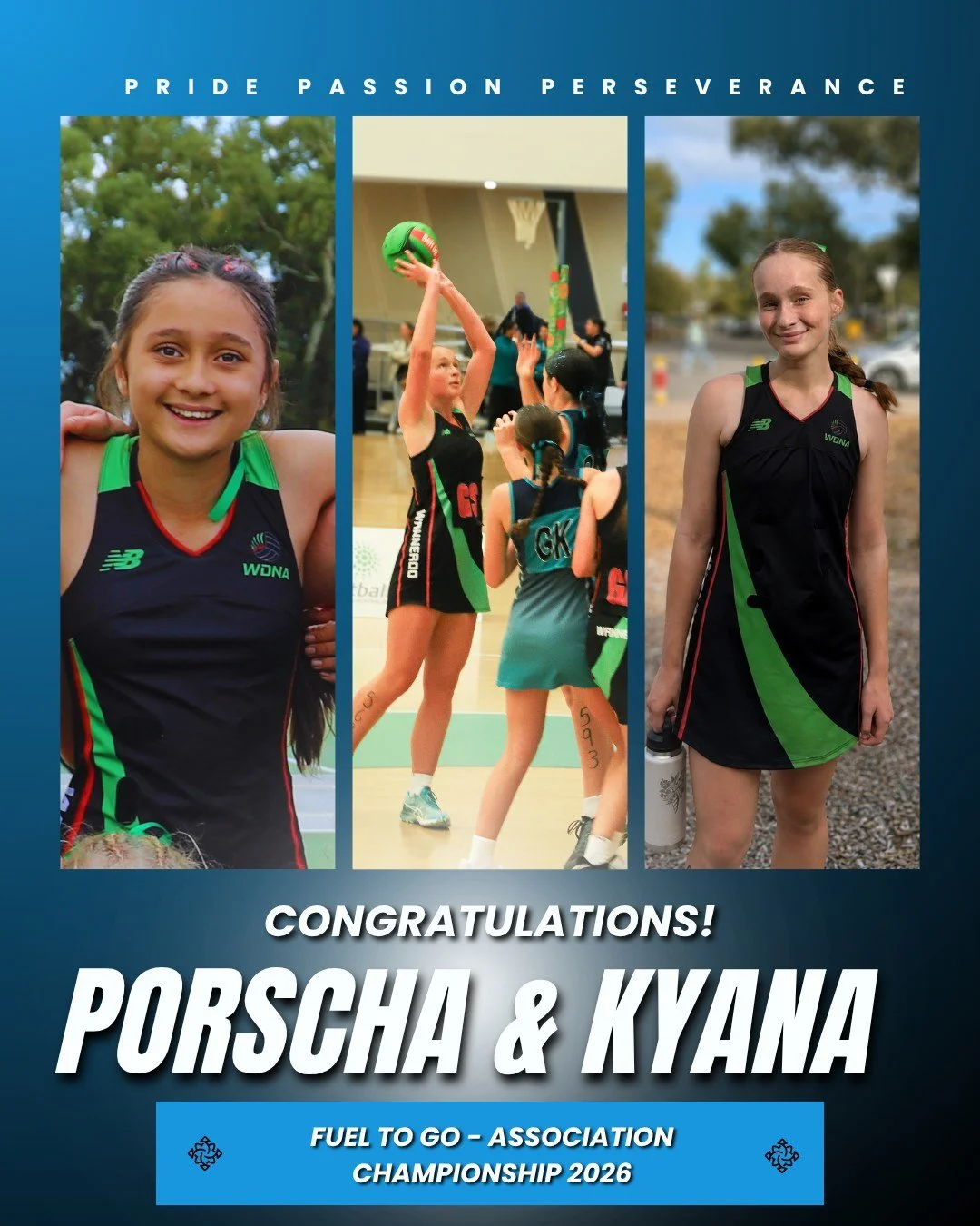 🏆💙 ASSOCIATION CHAMPIONS! 💙🏆

A huge congratulations to two of our outstanding YNC players, Porscha and Kyana, who proudly represented @wanneroonetball  at the 2026 Fuel to Go &amp; Play Association Championships!

🌟 Porscha &ndash; 12U Division