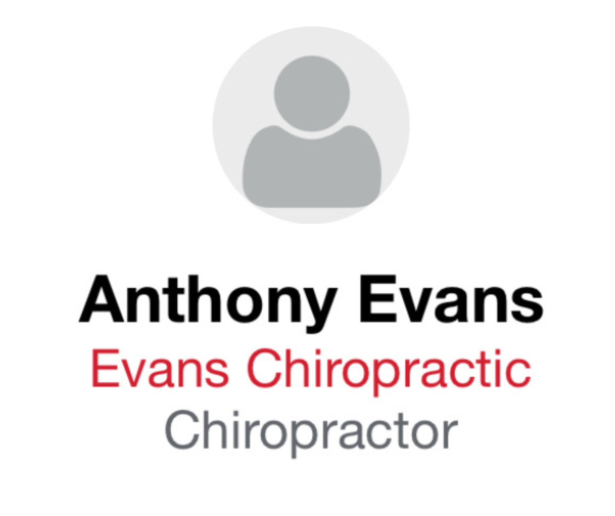 Logo with a stylized person icon and text that reads 'Anthony Evans' and 'Evan Chiropractic'.