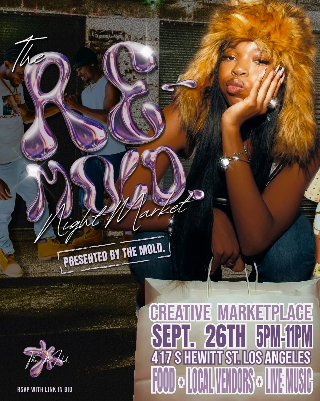POP OUT ON SEPTEMBER 26TH&mdash;RSVP or apply to vend with the link in our bio! 💜💃🏾🕺🏿

The Re-Mold. Night Market is BACK and we&rsquo;re inviting creatives, collectors, trendsetters, and (of course) the community to Re-Mold. the trends while sup
