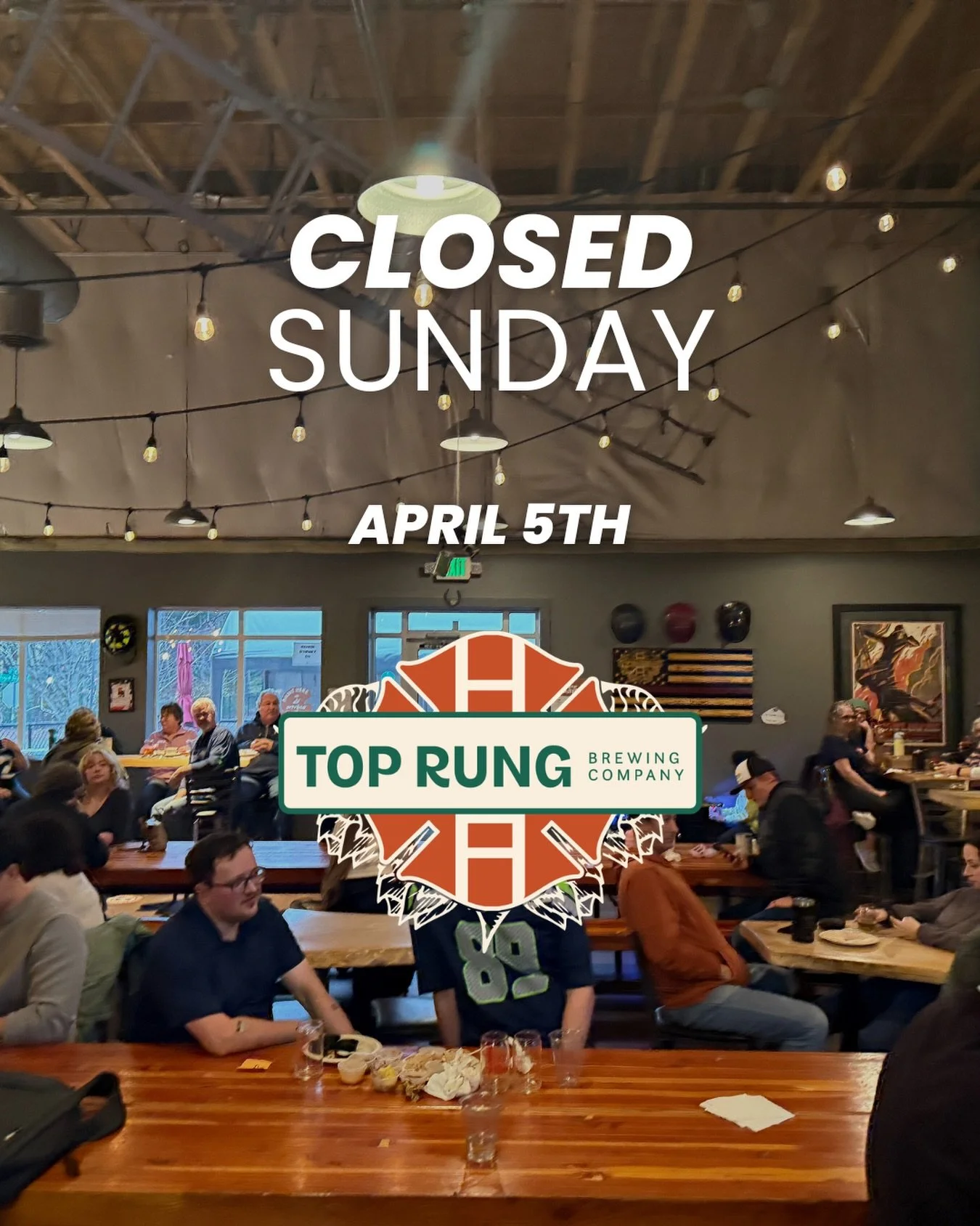 Hey Top Rung Nation! We will be closed Sunday April 5th so that our staff can spend time with family for Easter. We will reopen Tuesday normal business hours. 

Get out Saturday and stock up on to go beer for the holiday weekend! #toprungbrewing