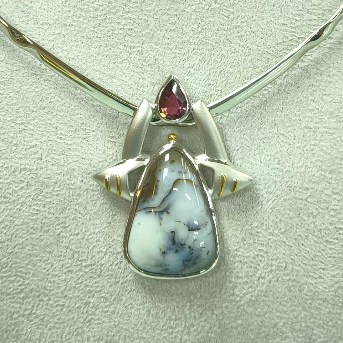 Guardian Wing Agate & Tourmaline Pendant