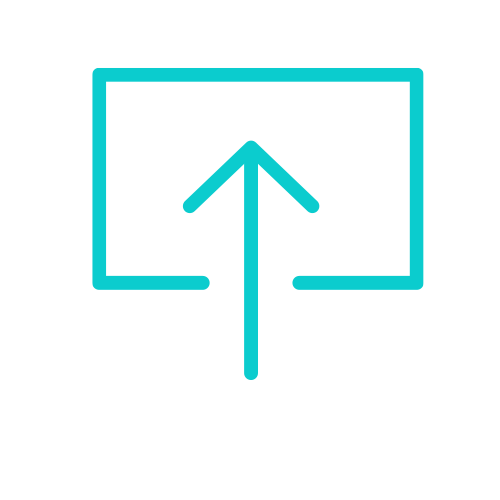 Upload icon with an arrow pointing upwards into a square