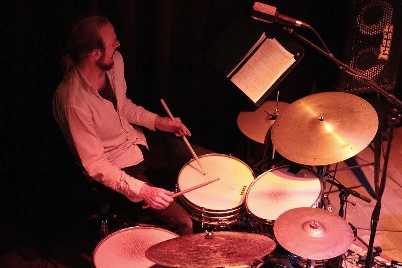 Tommy Whiteside on Drums
Photo by Richard O'Neill at The Rosebud Theatre May 28th, 2025