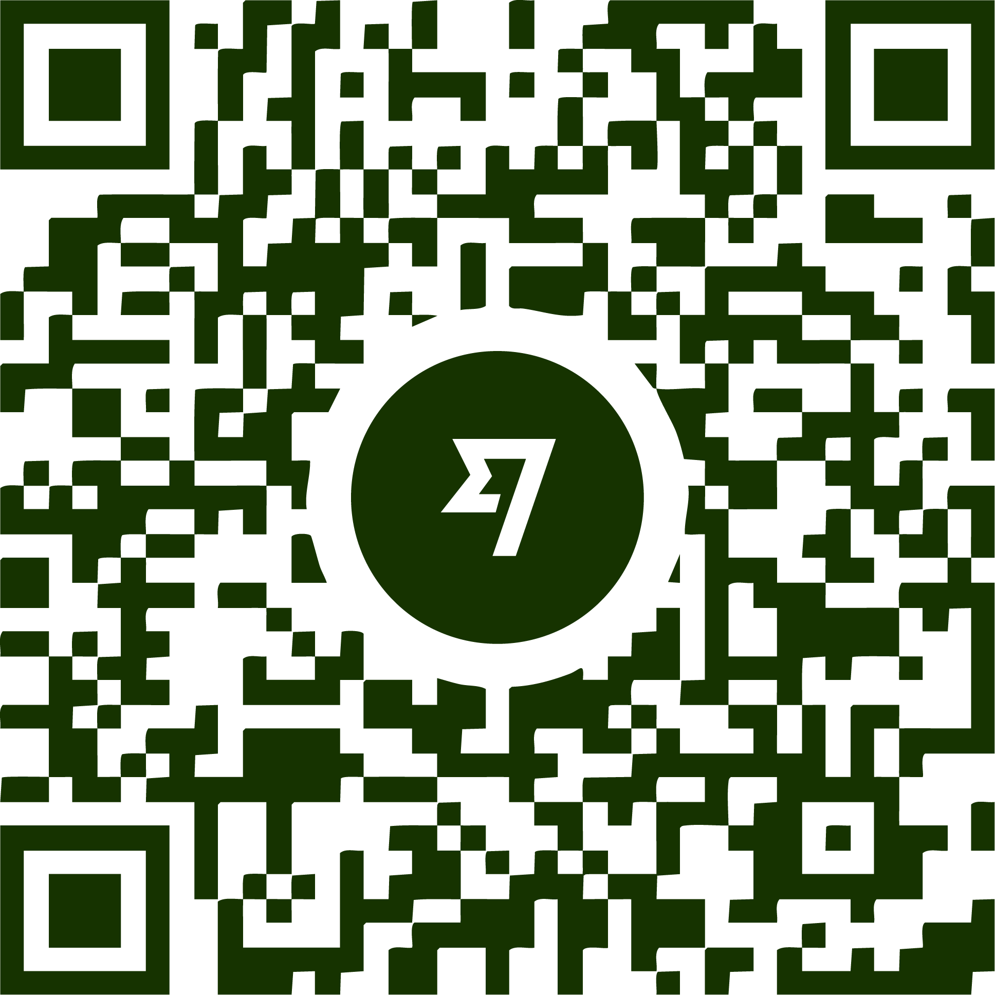 Ein QR-Code mit einem kreisförmigen Zentrum, das die Zahl 7 anzeigt.