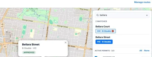 AccrediRoad road search showing route details