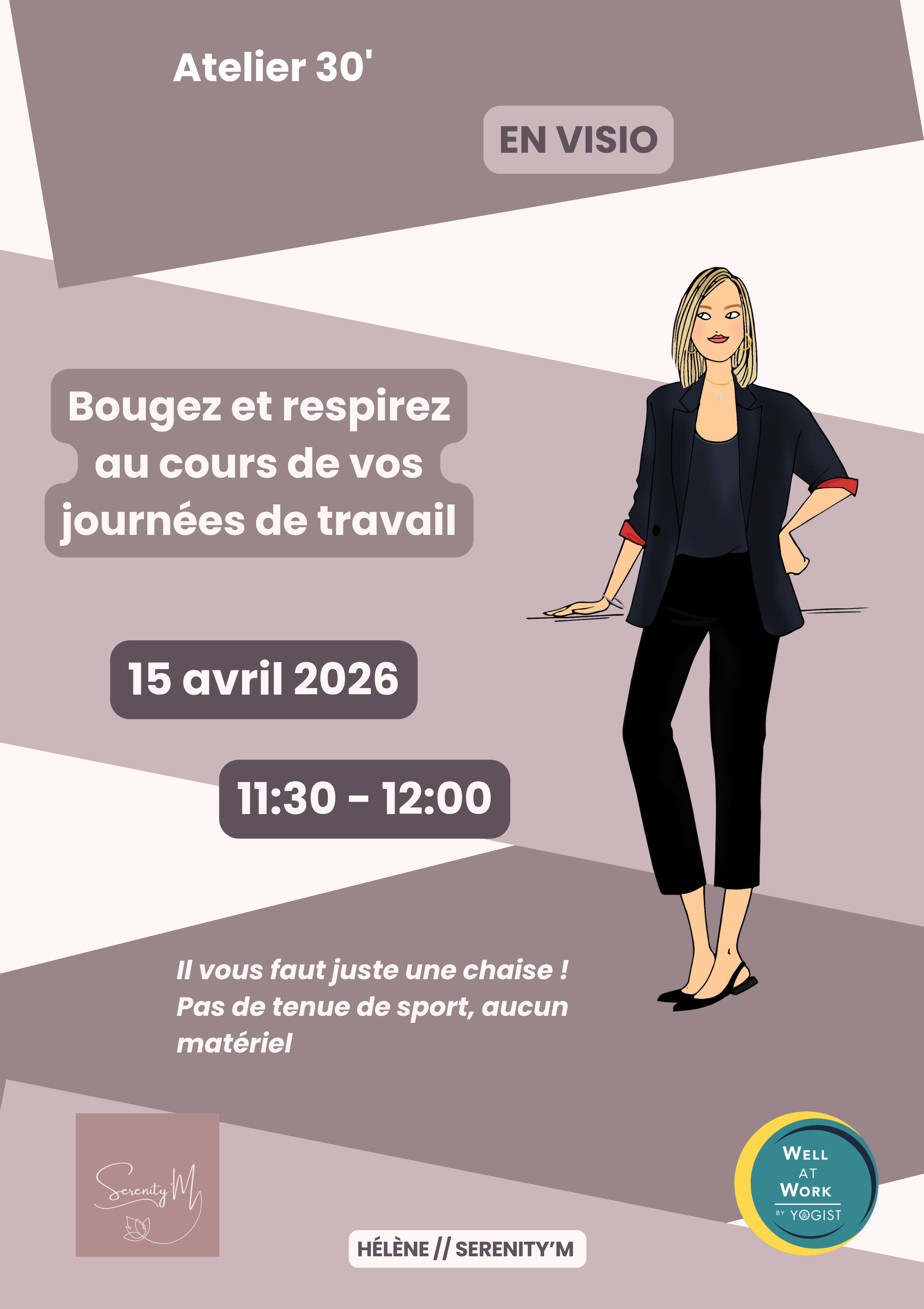 Atelier bougez et respirez au cours de vos journées de travail _ 15 avril 2026 de 11h30 à 12h00