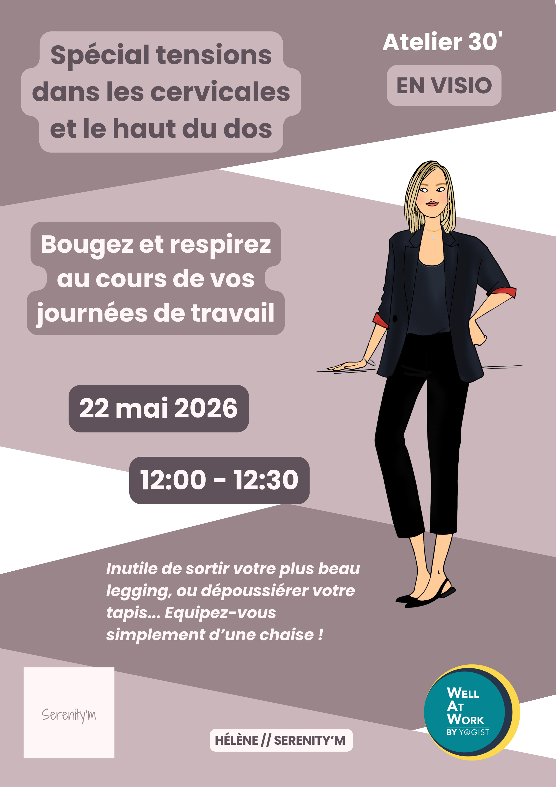 Bougez et respirez au cours de votre journée de travail : spécial tensions dans les cervicales et le haut du dos