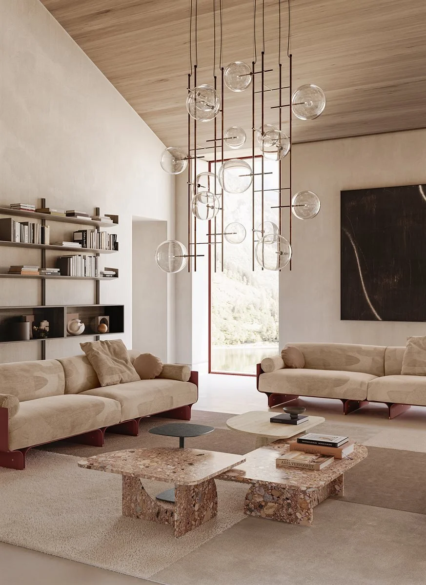 GALLOTTI & RADICE - Bolle Tela 6 NB. De foto toont twee armaturen met 8 bollen.
