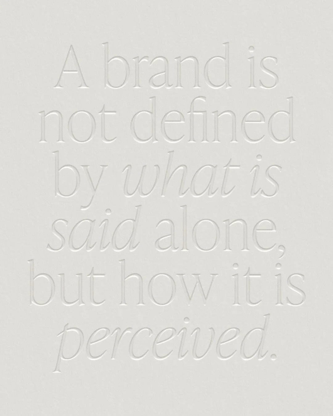 A brand does not exist only in what it communicates,
but in how it is received and understood.

In the latest piece from The Edit, we explore how perception is shaped through visuals, tone, and alignment.

Discover how perception may be guided.

No. 