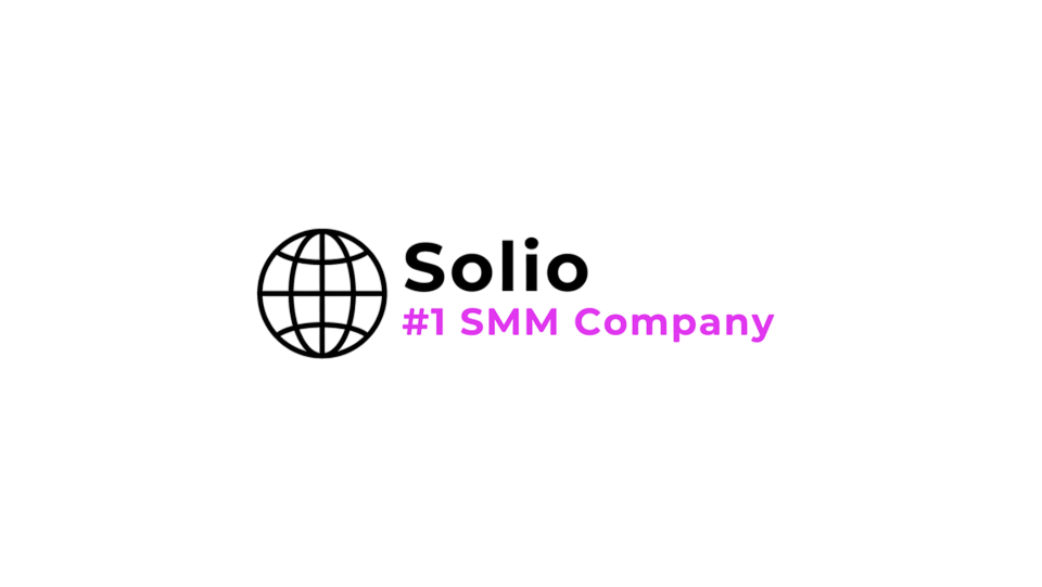 Logo of Solio with text '#1 SMM Company' in purple and black globe icon.