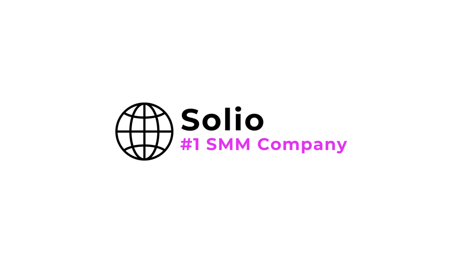 Logo of Solio with a globe icon and the text "#1 SMM Company" in purple.