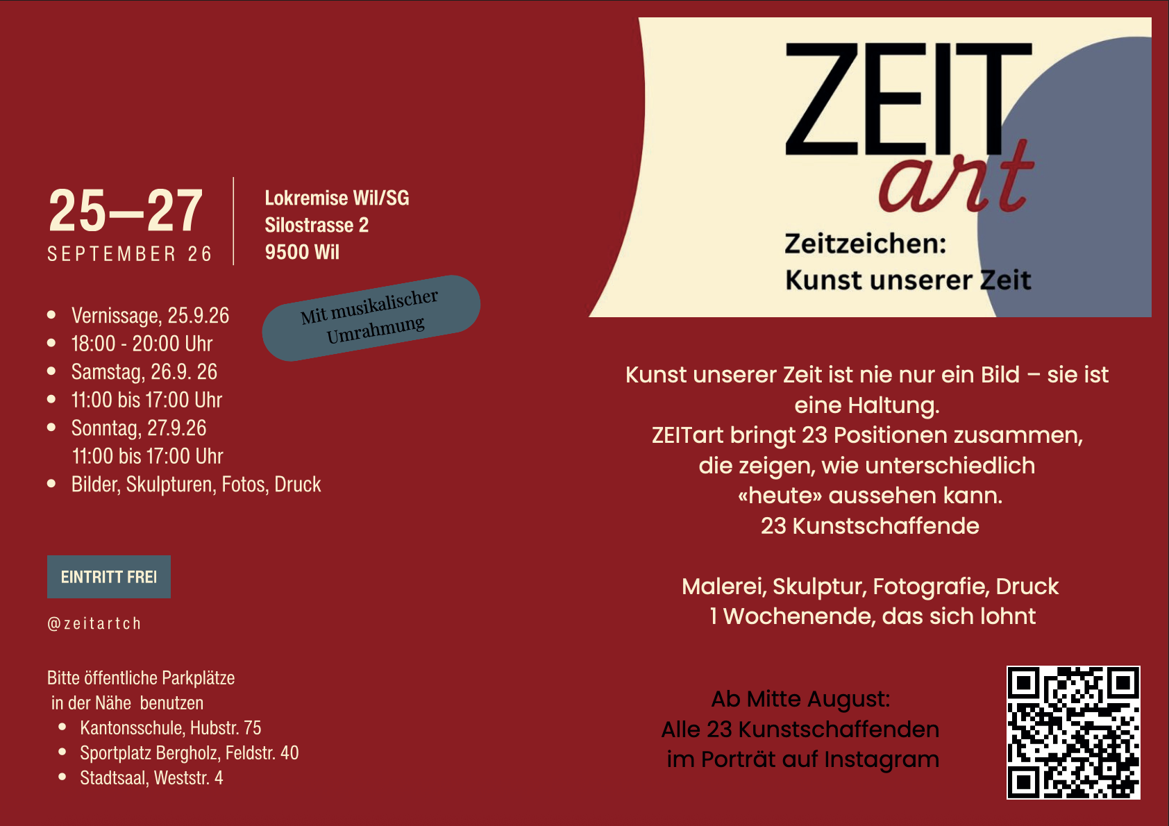 ZEITart Ausstellung Einladung