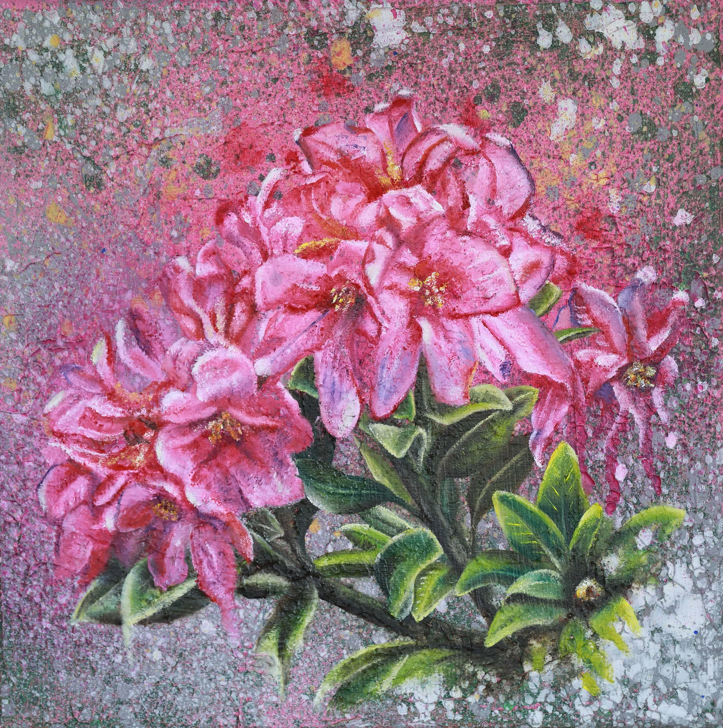 Alpenrose Flora Alpina Bergblumen Alpenblumen gemalt Gemälde