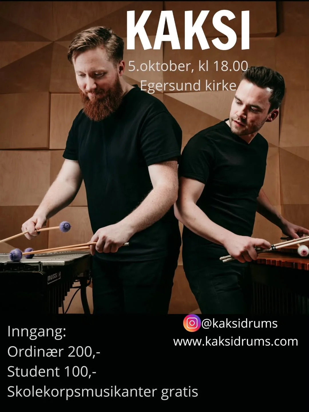 Vi gjentar suksessen fra forrige helg. Vi trommes i Egersund kirke i morra🥁🤩
