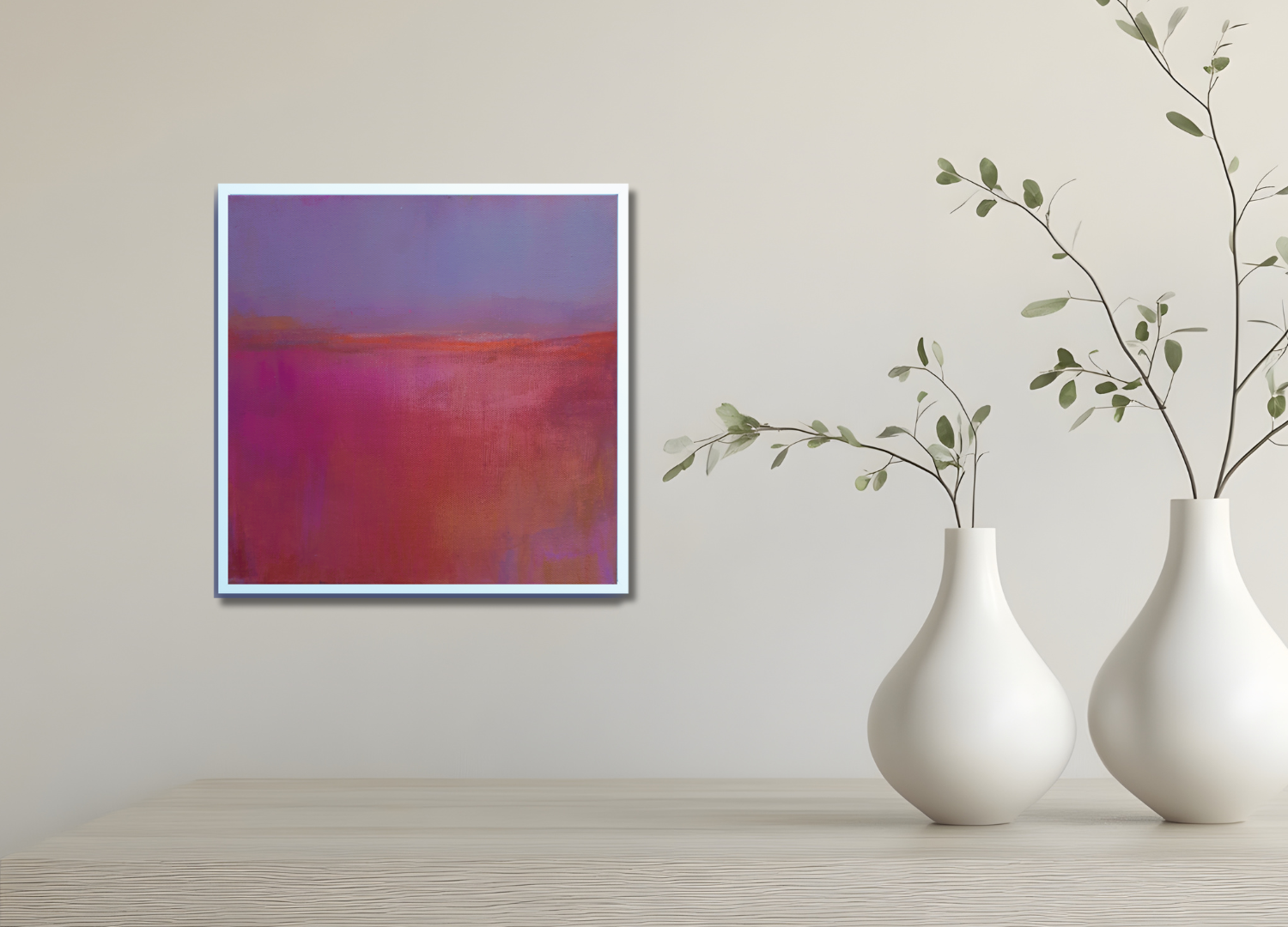 Abstrakte Blumen und Gärtenbilder. Poetische Malerei auf Papier und Leinwand.