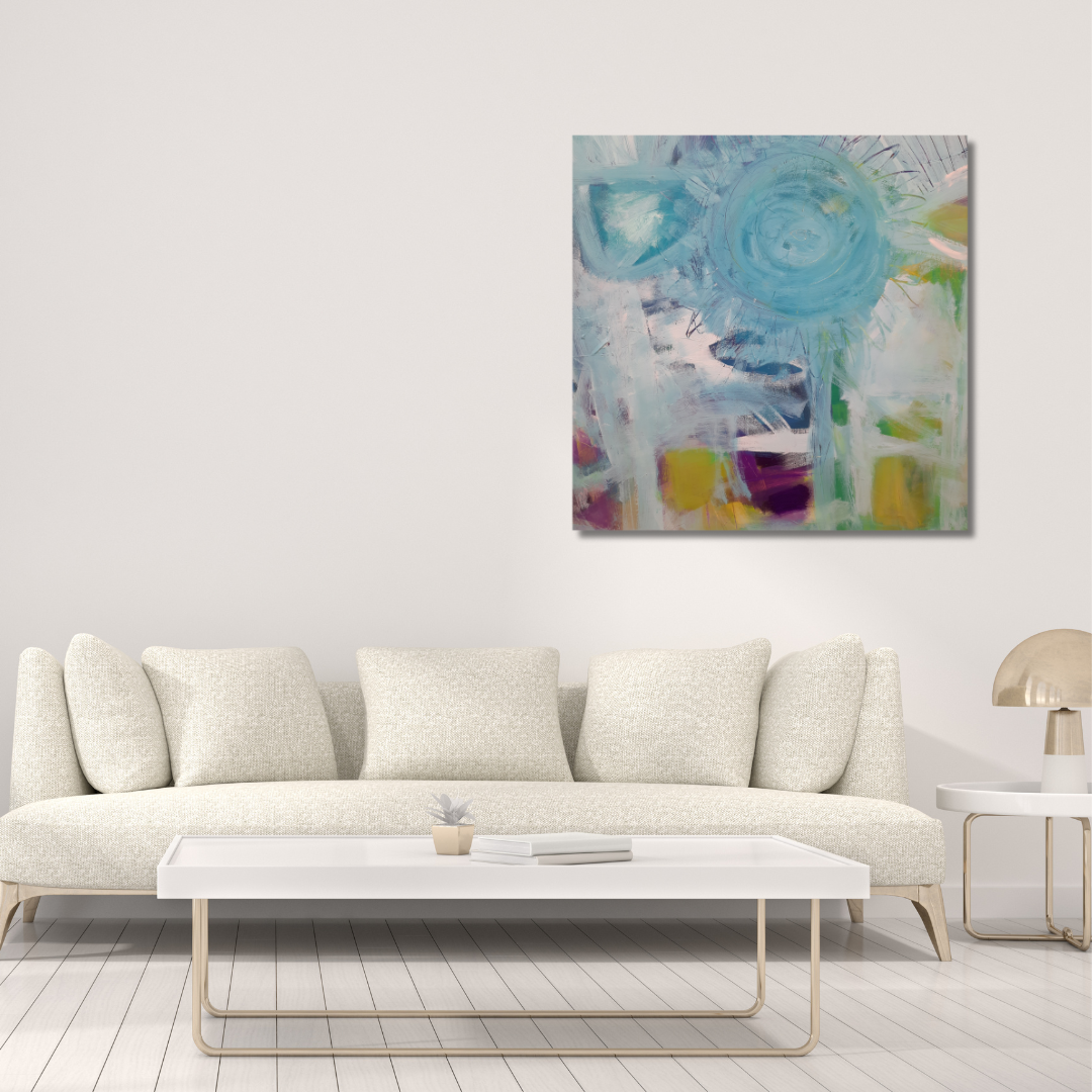 Abstrakte Blumen und Gärtenbilder. Poetische Malerei auf Papier und Leinwand.