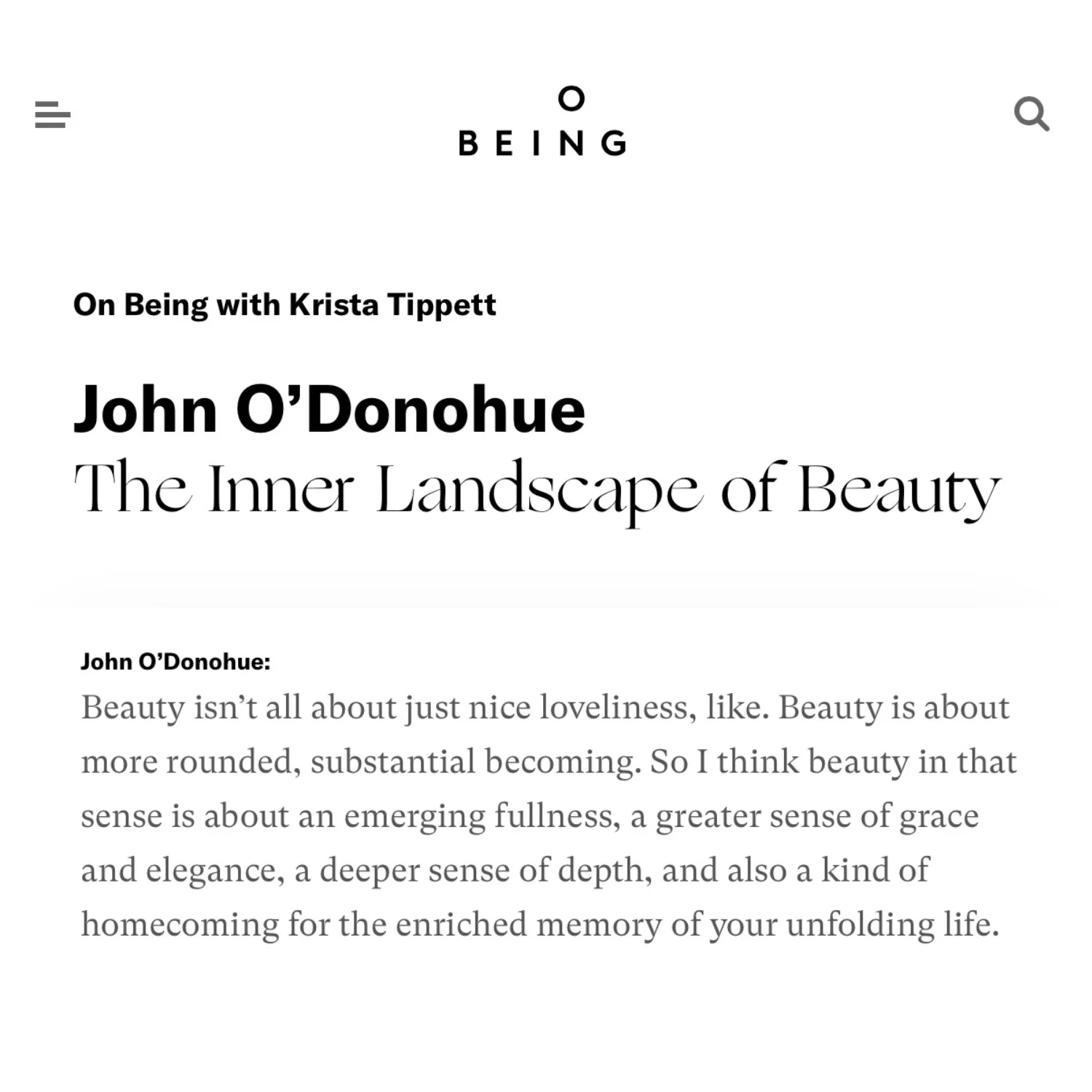 The John O'Donohue episode in the On Being podcast