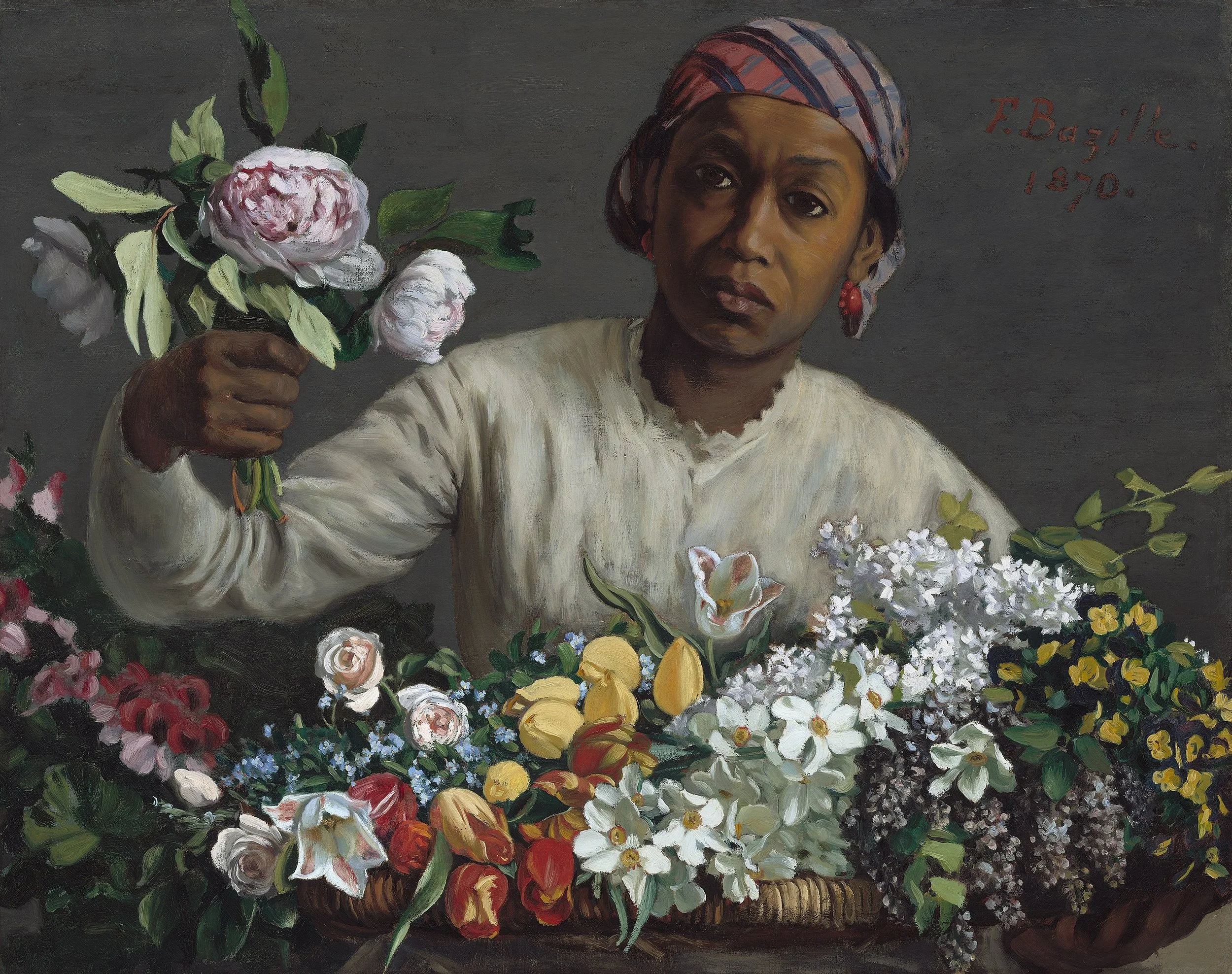 'Black Woman with Peonies' by Frédéric Bazille (1870)
