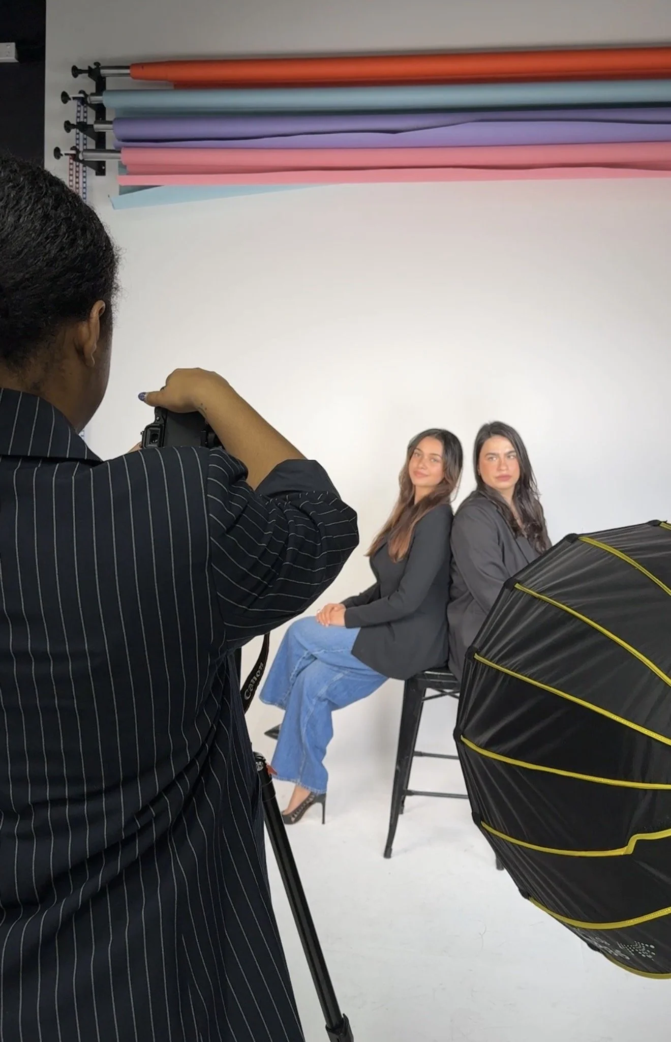 Behind the scenes of photoshoot at Metronome Studios