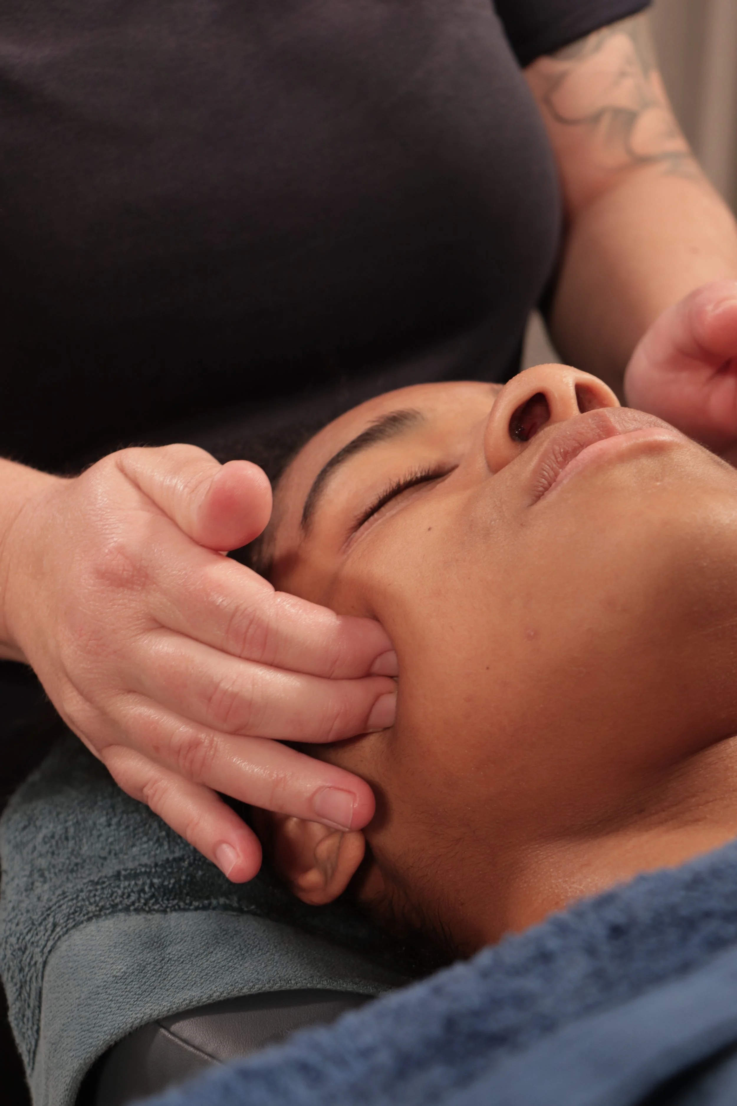 Kylie giving facial massage