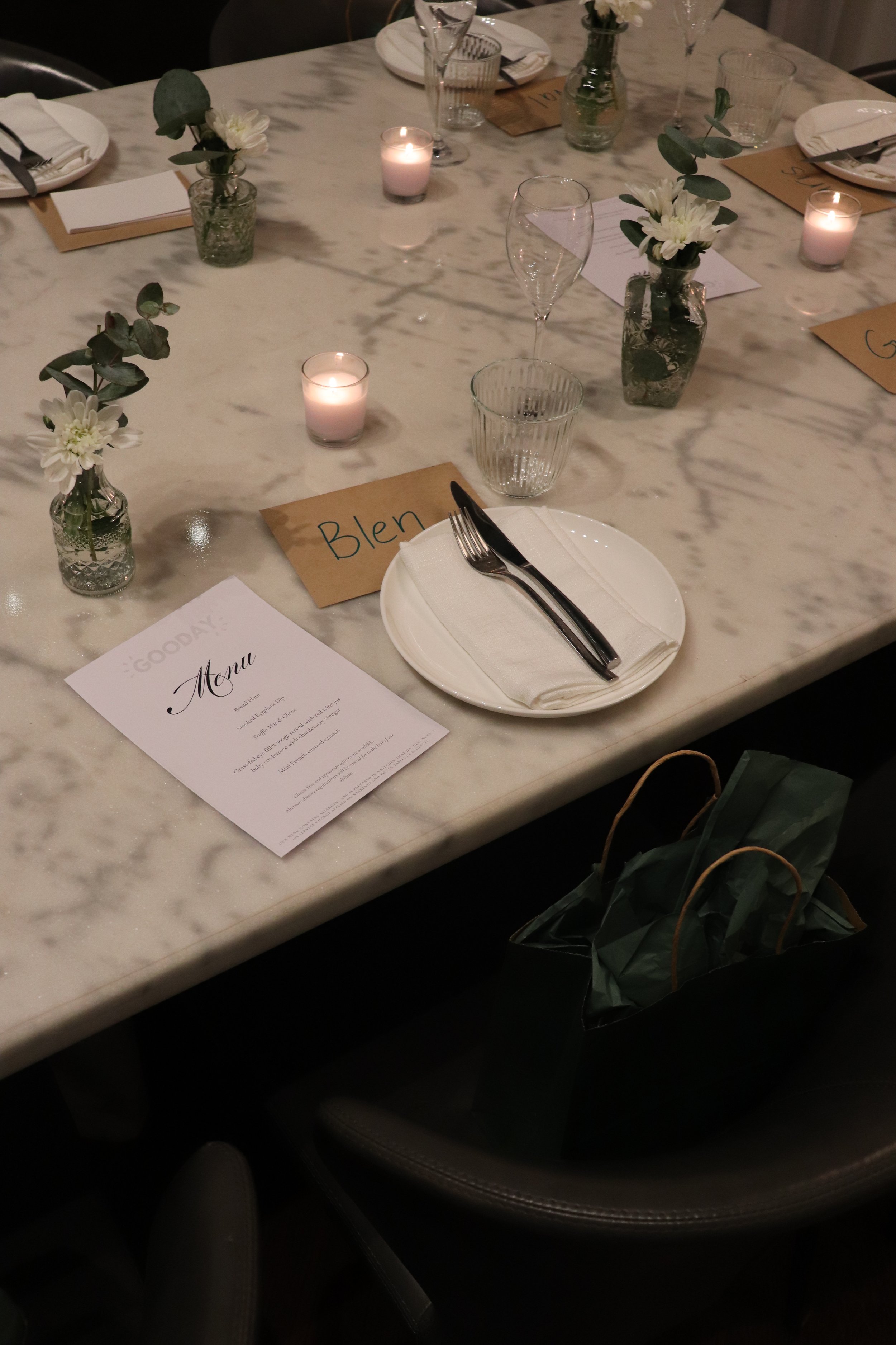 Table set up at event