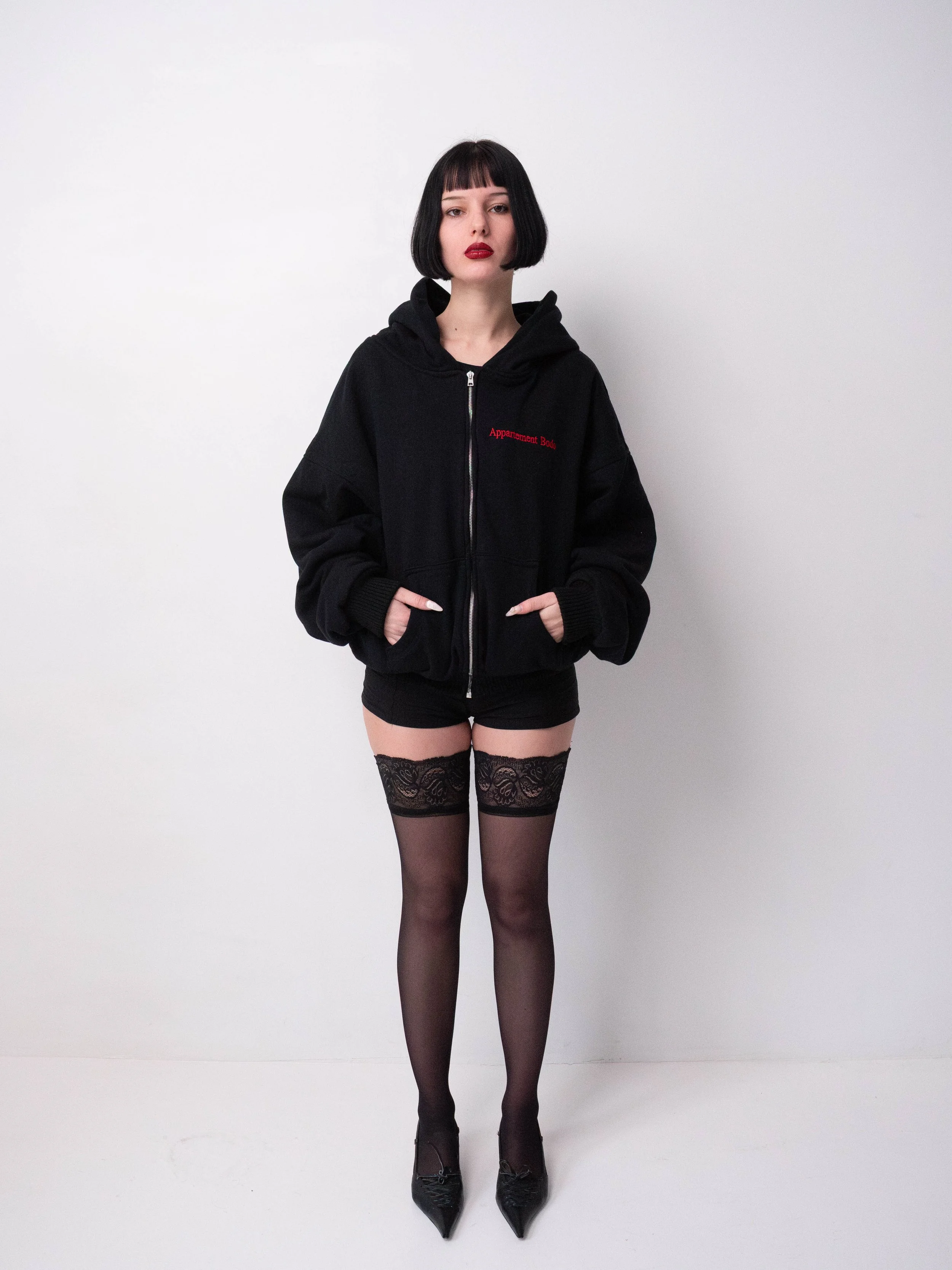 Double layered zipped Appt. Bodo Hoodie