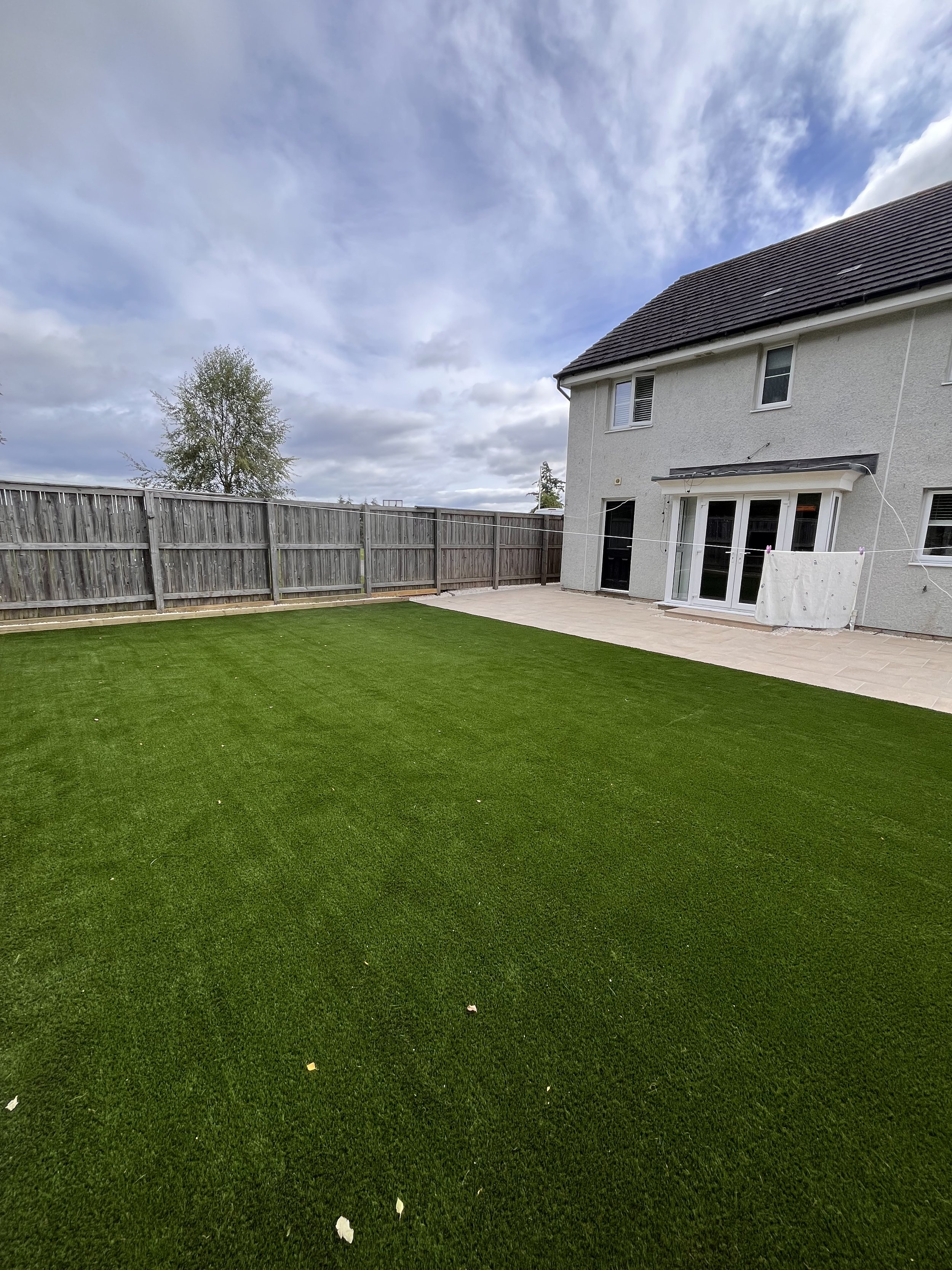 porcelain patio and artificial grass