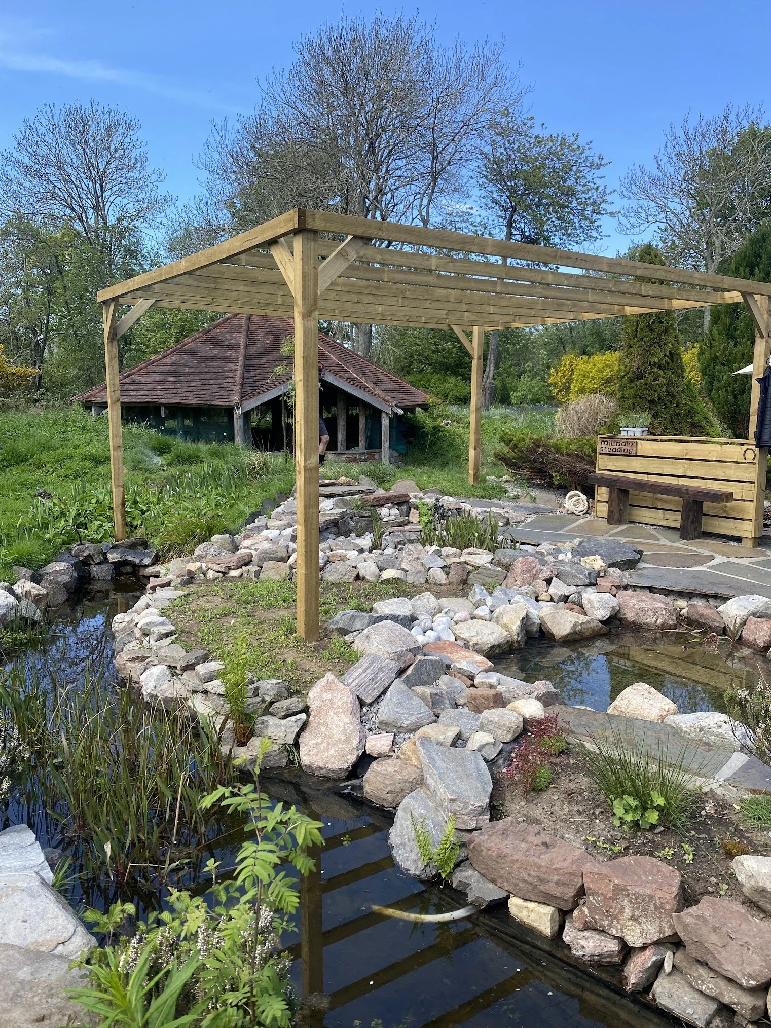 pond and pergola