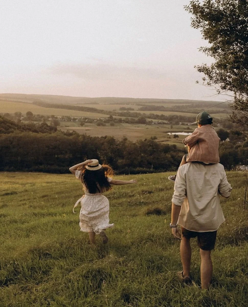 After Dinner summer walks with son and daughter and father