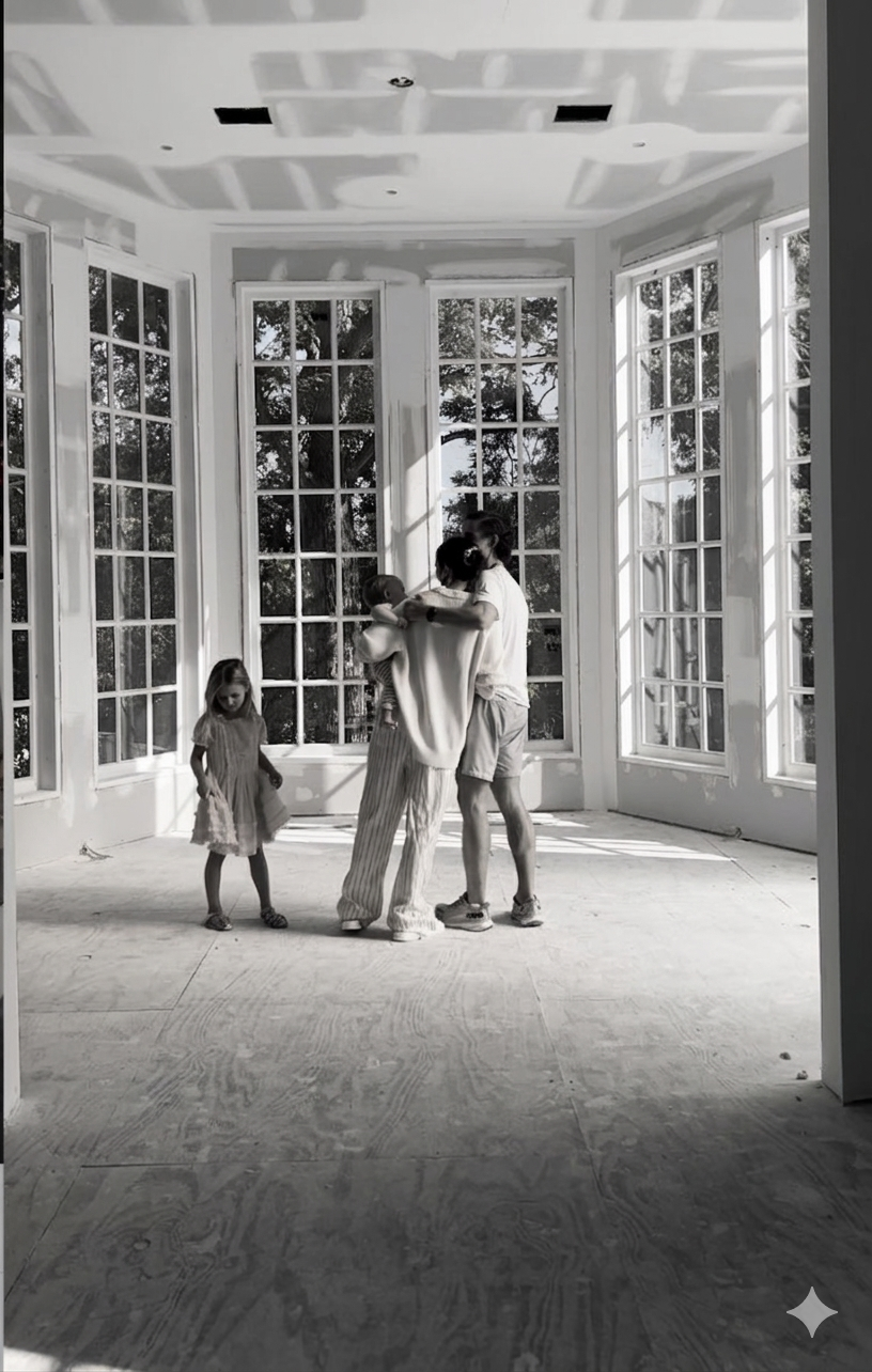 Black and White of famiy in custom project by Effortless Designs