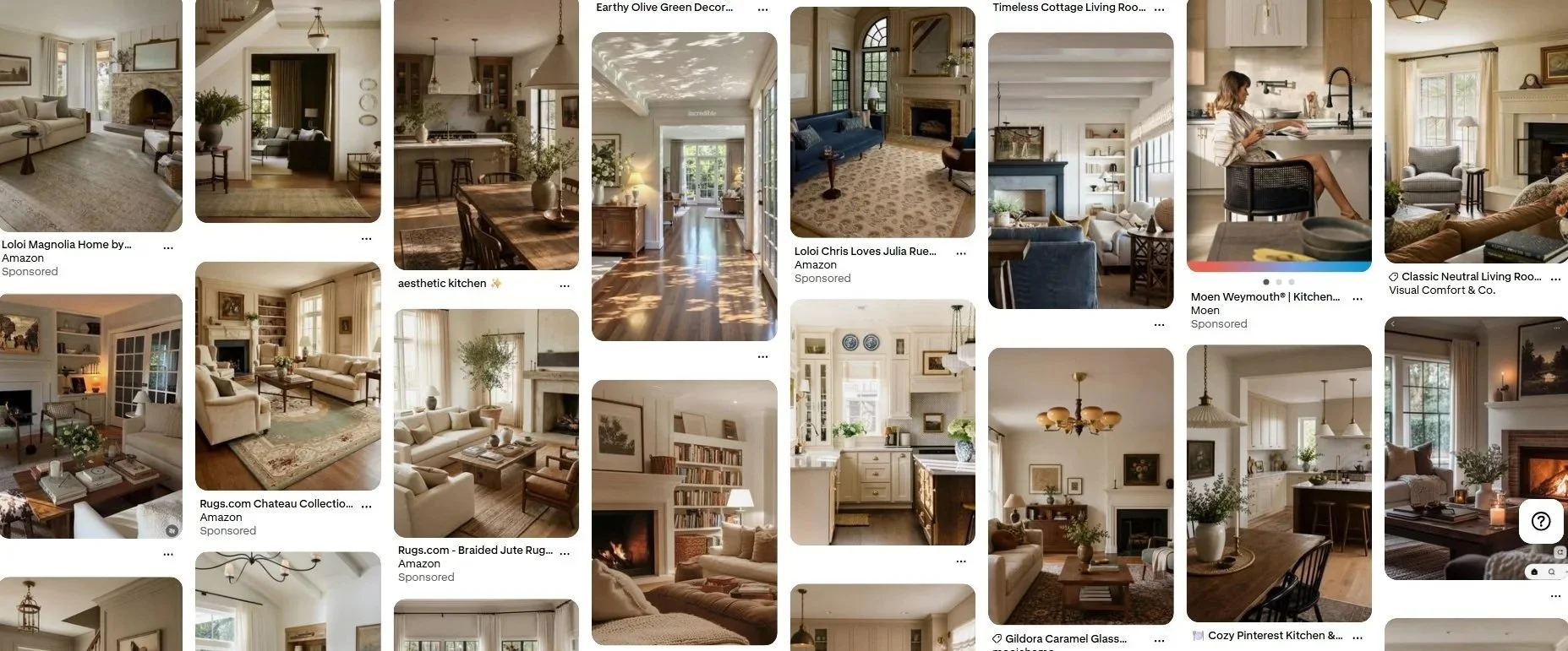 Inspirational Pinterest collage of various rooms to signify the overwhlme of ideas online