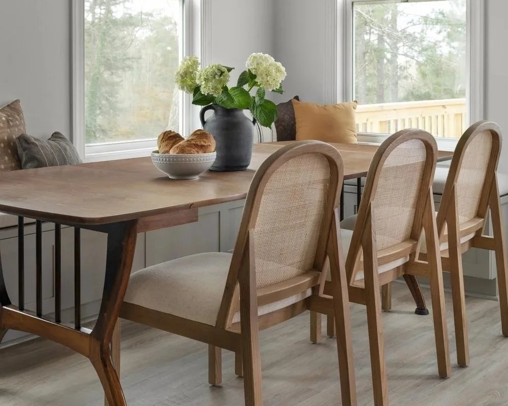 Dining Room Nook in Custom Home with built in seating