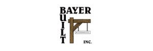 Bayer Built Inc. logo with wooden beam graphic