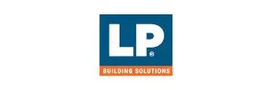 LP Building Solutions logo with blue background and orange text