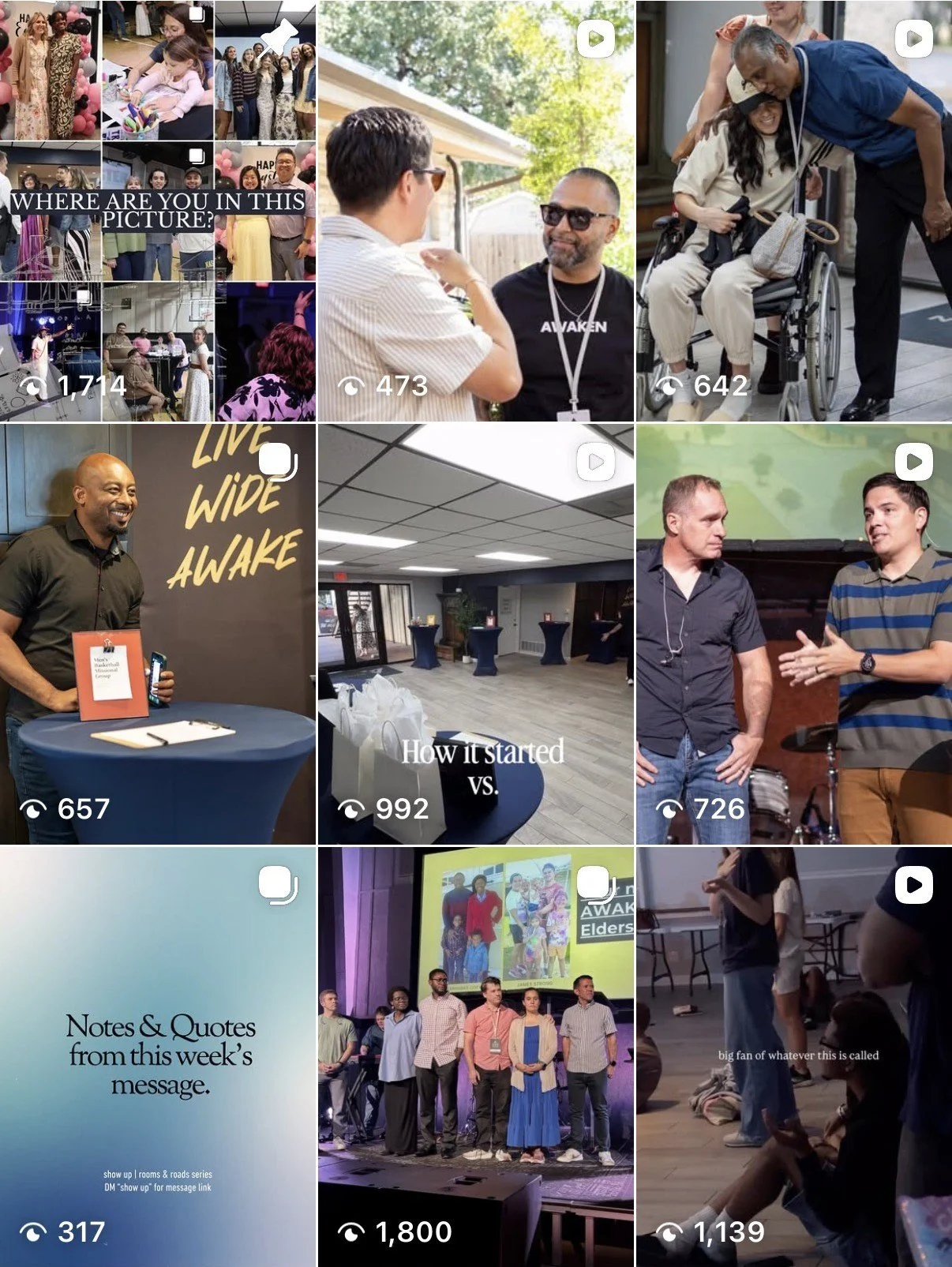 Awaken Church Instagram grid showing church social media management results in Round Rock, Texas