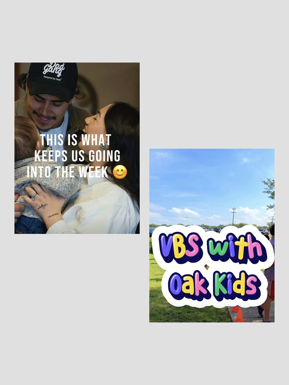 The Oak Church Georgetown reel covers featuring church families, church social media management by Villarreal Social