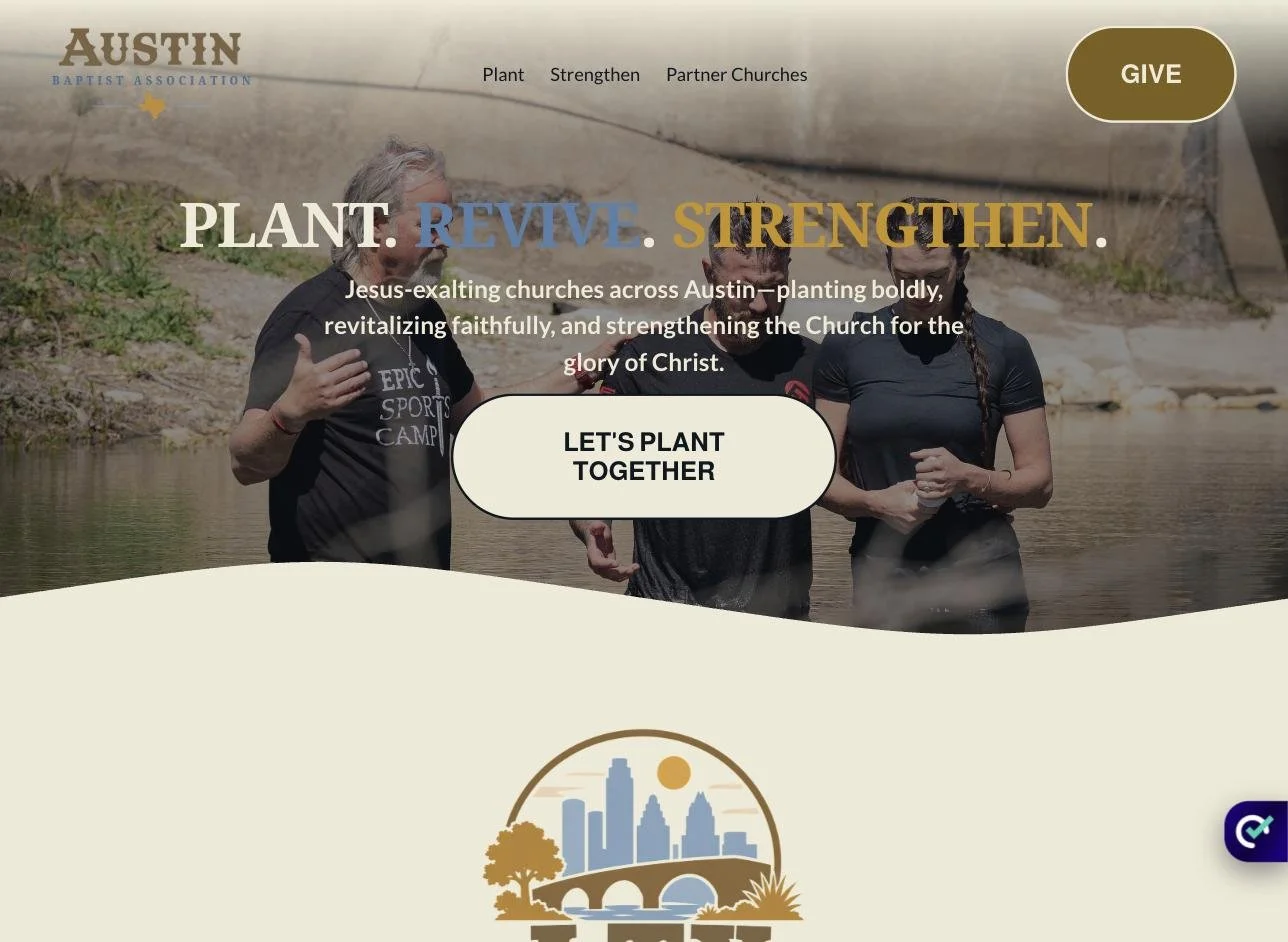 Austin Baptist Association church website and logo design by Villarreal Social