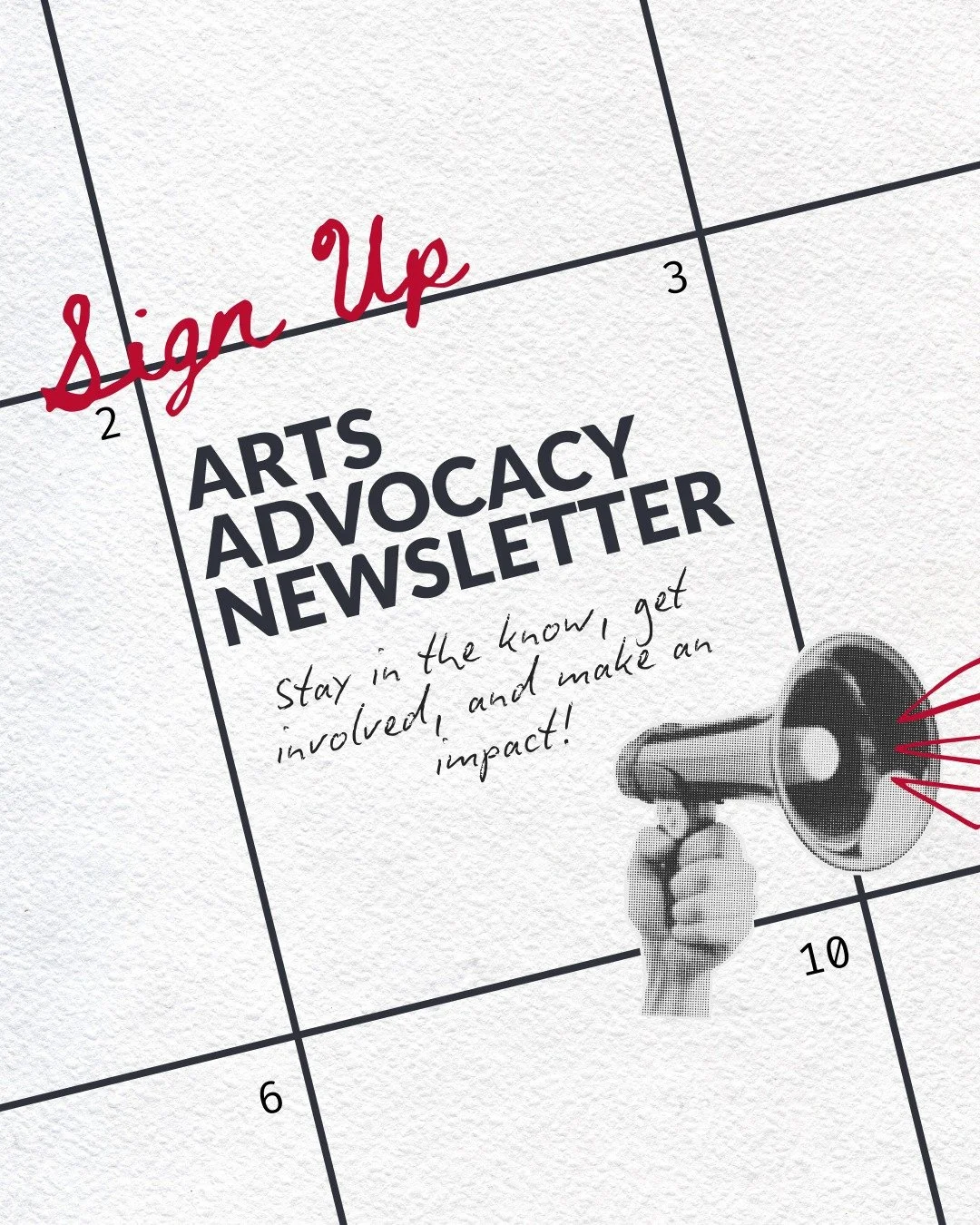 Our newsletter is your best resource for staying on top of arts advocacy in Oklahoma. We'll send you monthly updates on:
-Legislative action affecting arts funding.
-Policy changes that impact the arts industry.
-Advocacy resources to help you make y