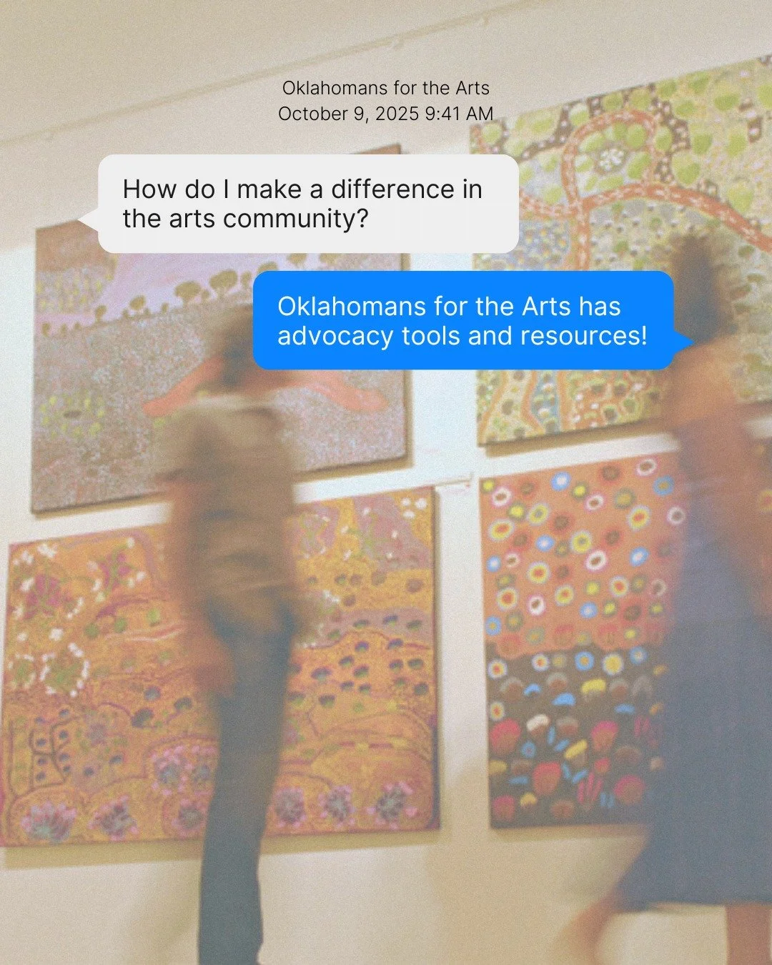 Ready to become an Oklahoman for the Arts?

Whether you're an artist, educator, or arts leader, your voice is essential for the future of the arts in Oklahoma. Oklahomans for the Arts provides a full suite of advocacy tools and resources designed to 