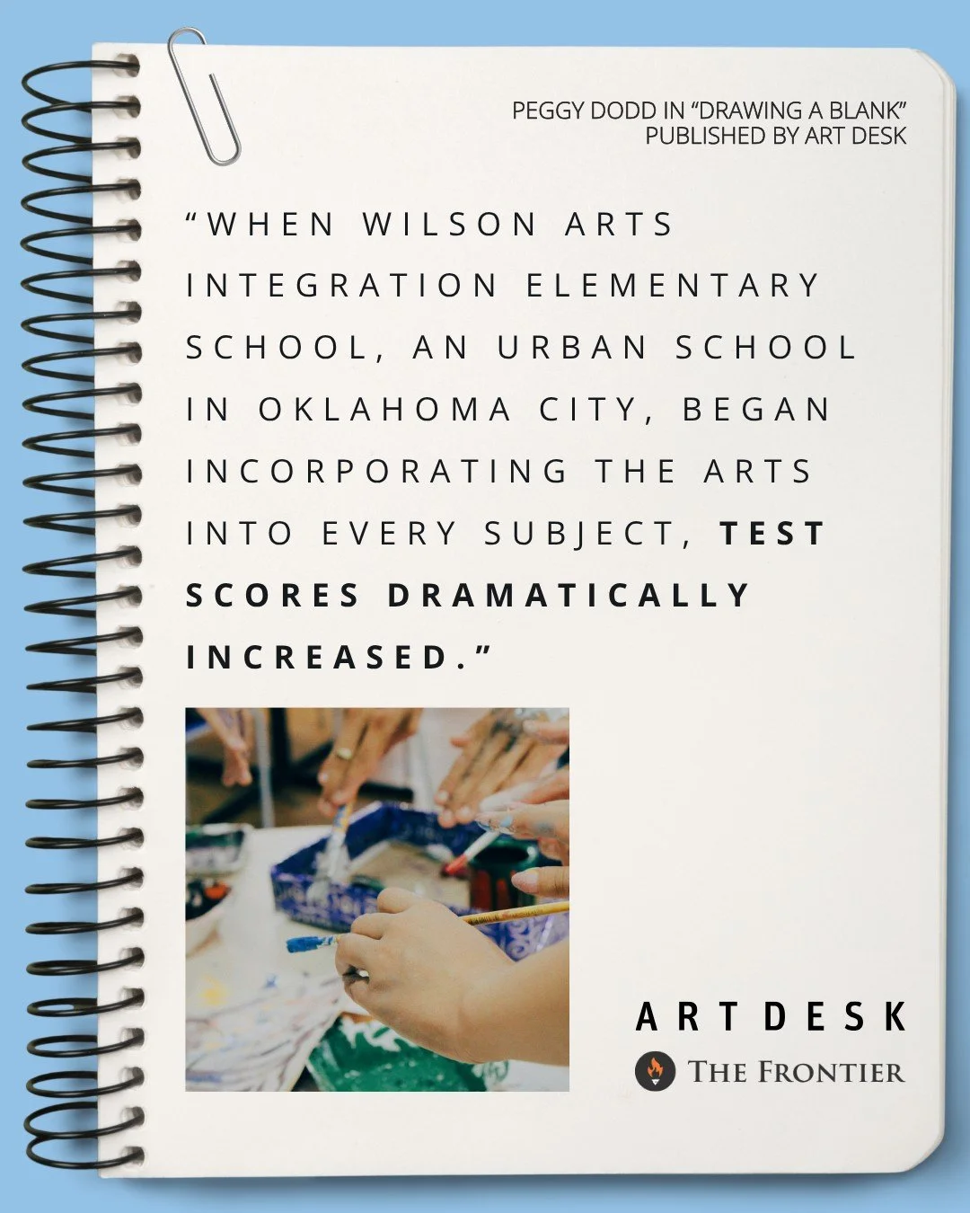 The arts are a powerful academic tool. This success story proves that integrating creativity into subjects like math and science can dramatically improve student performance and engagement.

@readartdesk article to learn more about how arts integrati