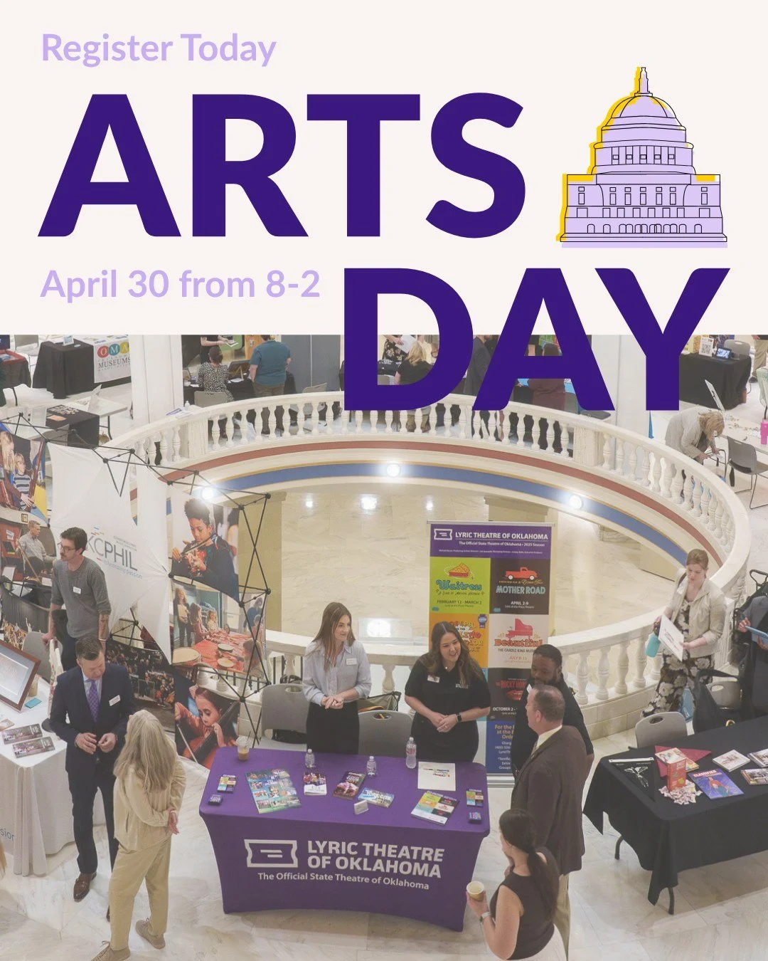 ONLY ONE WEEK TO GO! 🎨

We are 7 days away from Arts Day at the Oklahoma State Capitol! Our creative community is heading to OKC on April 30th to to protect public funding for the arts and arts education! 

Here's how to get involved:
Register for A