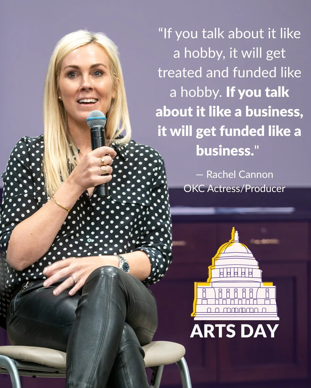 At How Arts Policy Actually Gets Passed Luncheon we learned how to present data to prove that the arts are a "business, not a hobby." 

Key figures include:
Total Economic Impact: $5.4 billion
Workforce: 48,659 jobs

Thanks again to our pre