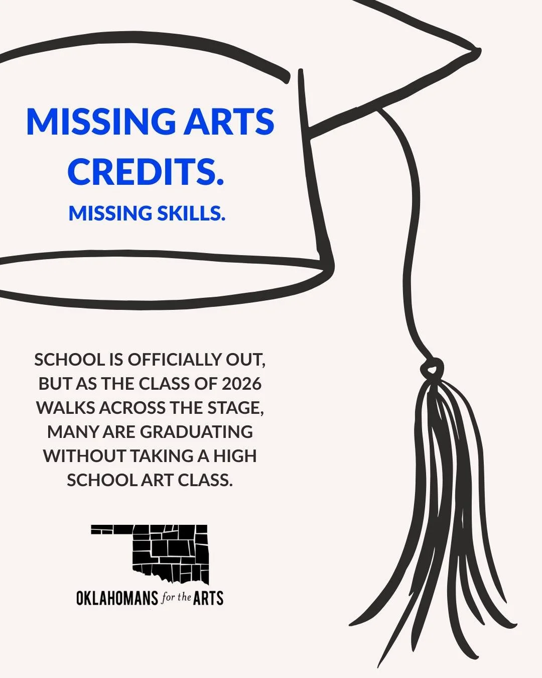 Due to the removal of fine arts graduation requirements, thousands of Oklahoma students are graduating without the creative problem-solving and collaboration skills that the modern economy demands. 

Our Arts Education Data Dashboard reveals a soberi