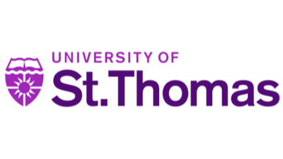 University of St. Thomas logo in purple and white with a shield emblem and text.