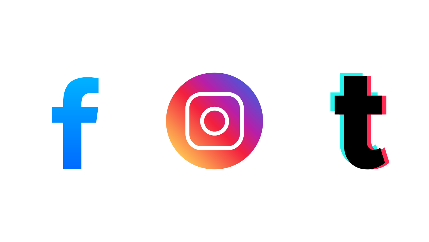 Logos of Facebook, Instagram, and TikTok on a black background.