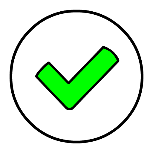 Black background with a green checkmark in the center.