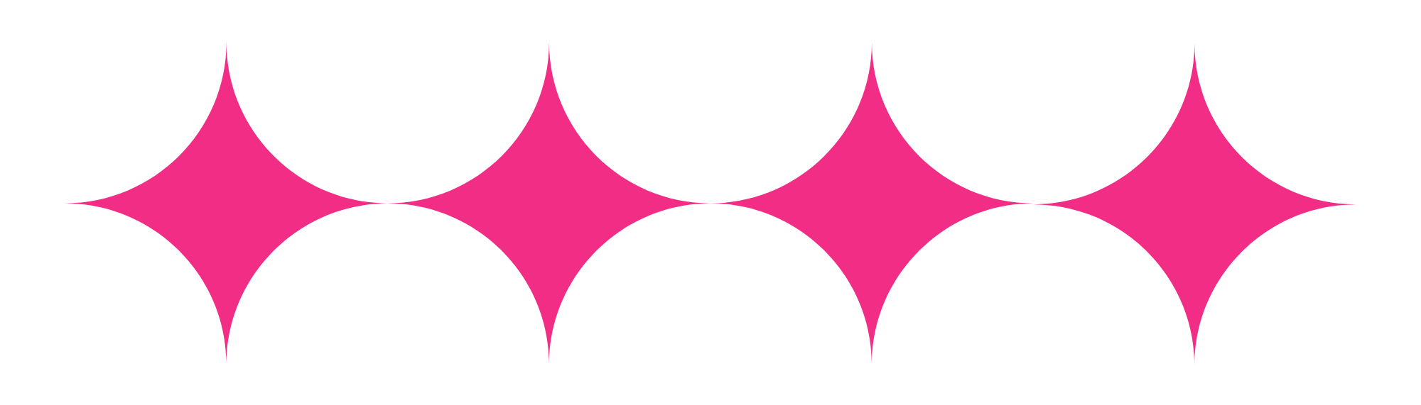 A line of five interconnected pink diamond shapes with black backgrounds.