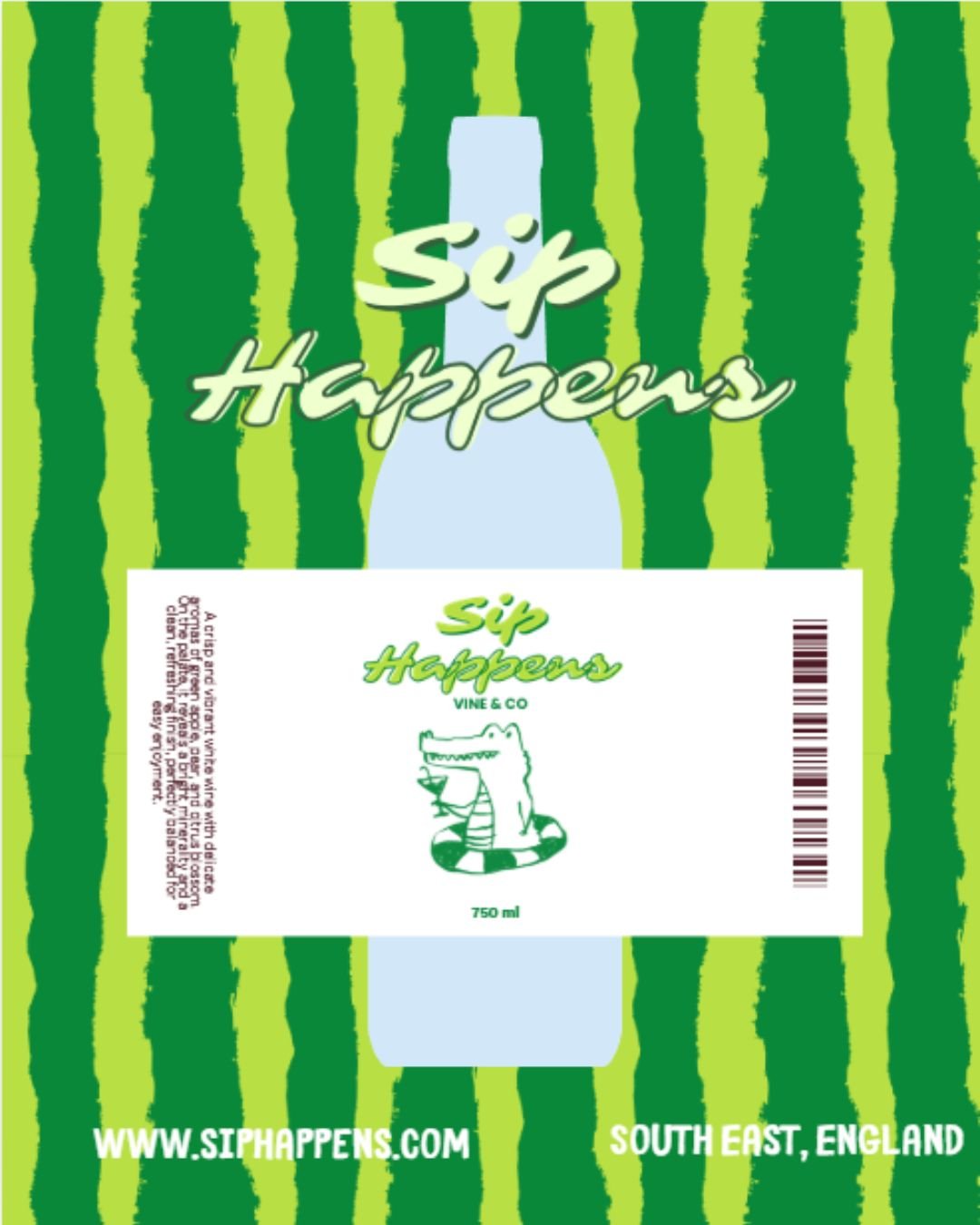 Chaos in a glass? Sip Happens 🍷

A cheeky wine brand brought to life with bold greens, quirky mascots, and packaging full of personality. Life isn&rsquo;t perfect, but a good glass of wine makes it better &mdash; designed with a little Hansie Design